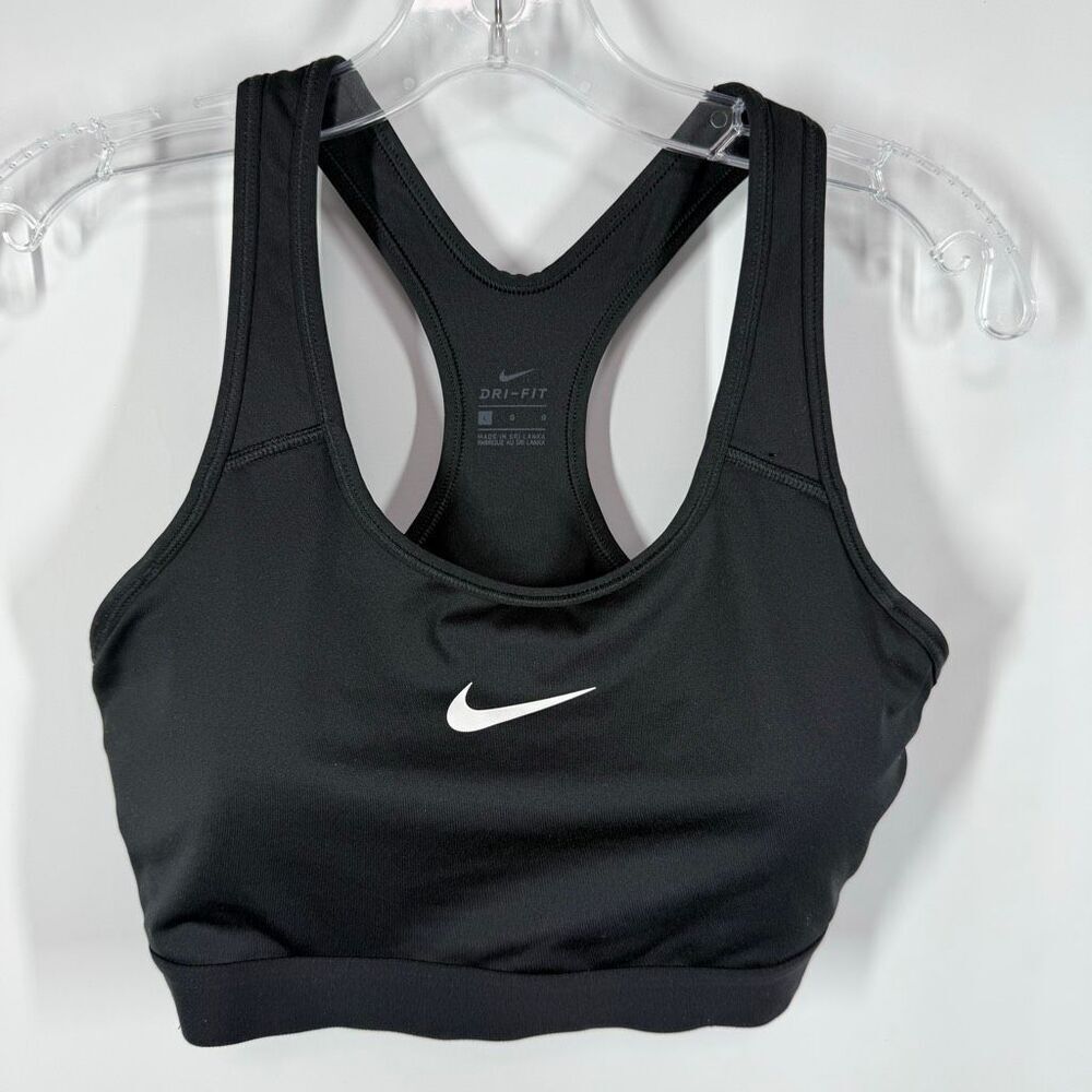 B39 Nike Women dri fit padded moderate impact sport bra black size large NWOT